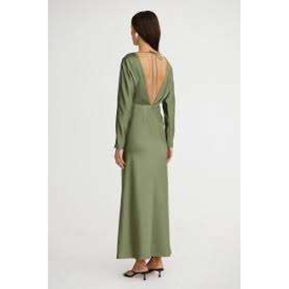 Significant Other NEW Women Sage Draped Deep VNeck Maxi Dress SZ 4 Wedding Glam - Picture 2 of 9